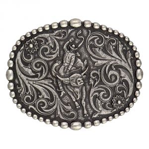 Montana Silversmiths Classic Beaded Trim Attitude Buckle with Bullrider (A404)